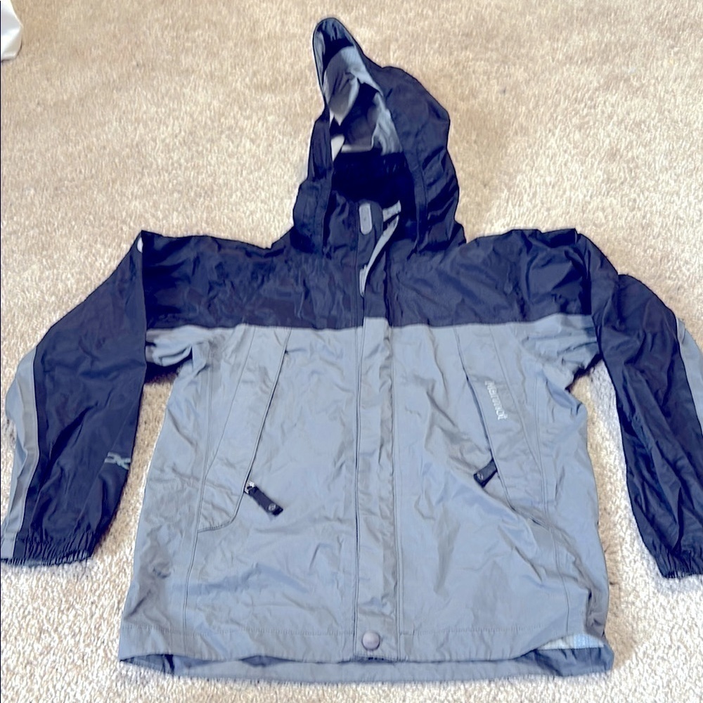 Marmot Boys Small Black /Gray Hooded Jacket Windbreaker